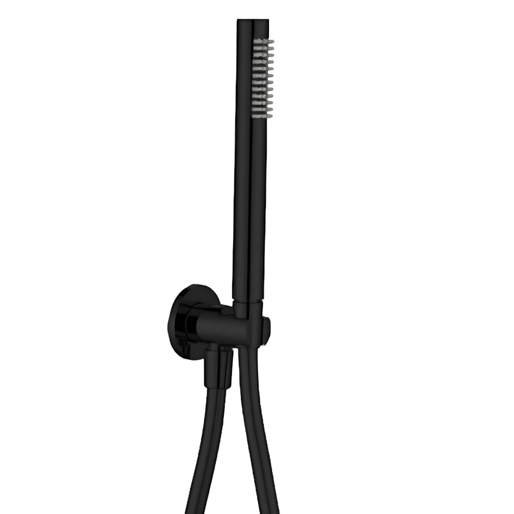 Kit set doccia ottone nero opaco con supporto presa acqua tondo ogomondo *** confezione 1
