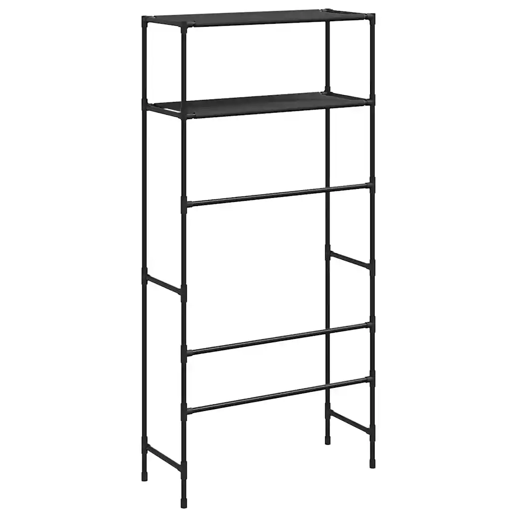 Rastrelliera per Lavatrice a 2 Livelli Nera 69x28x143 cm Ferro 343131