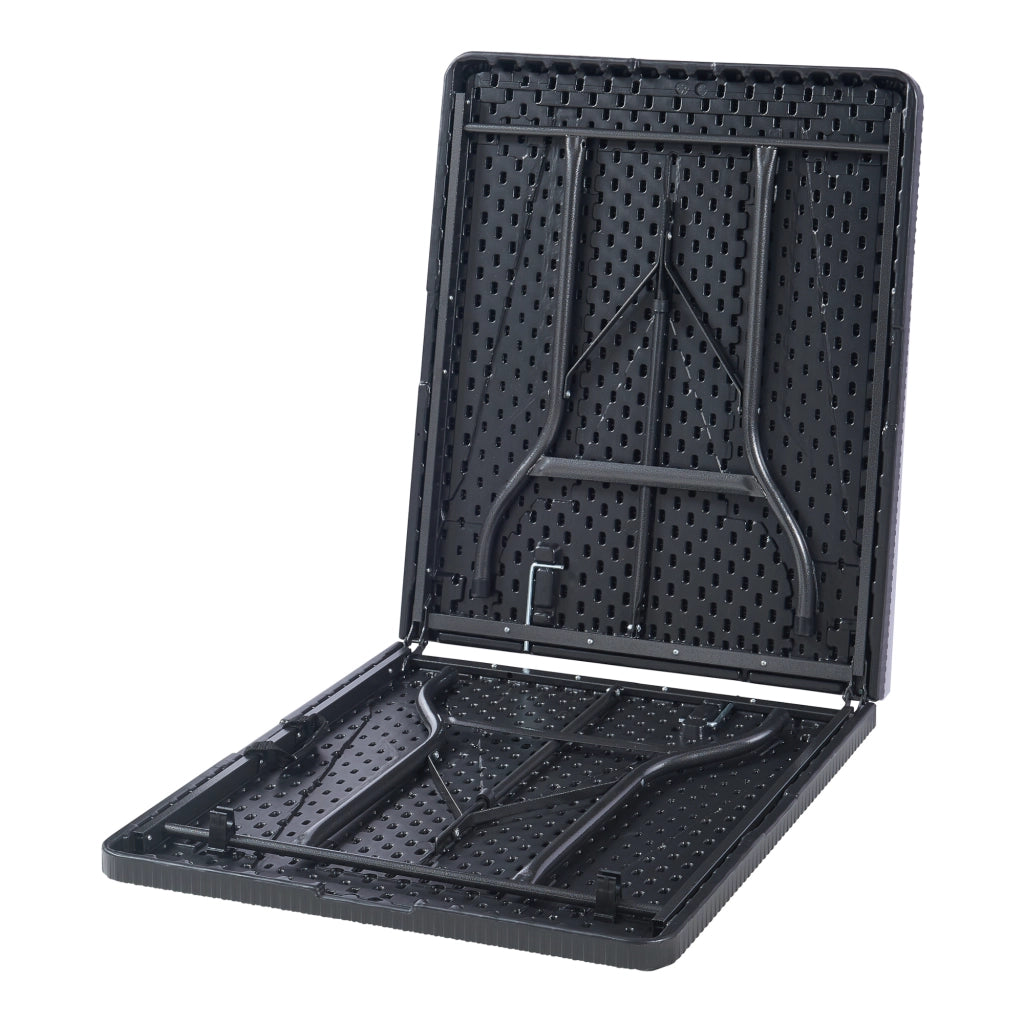 Tavolo da Picnic Mark Pieghevole 180 x 75 x 72 cm Nero Effetto Rattan [en.casa]