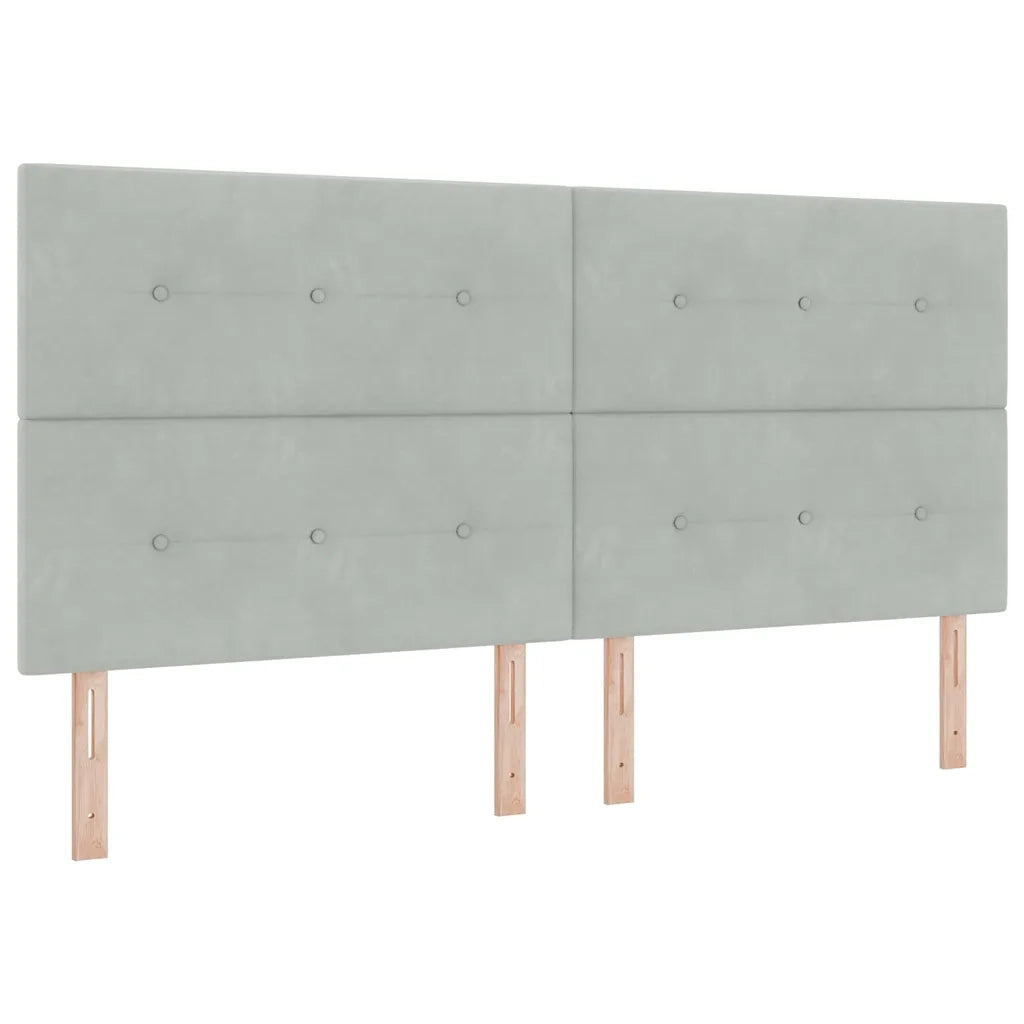 Letto a molle con materasso Grigio chiaro 200 x 200 cm Velluto