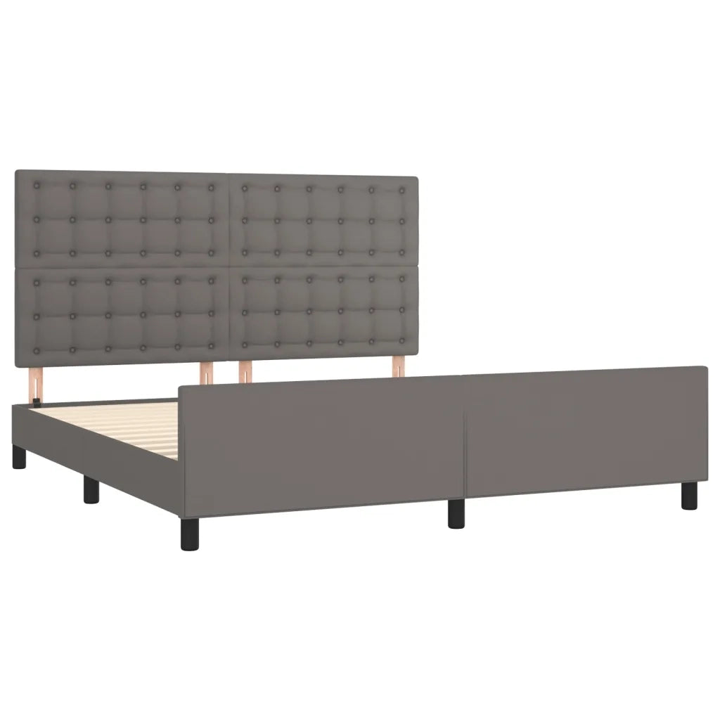 Giroletto con Testiera Grigio 160x200 cm in Similpelle 3125583
