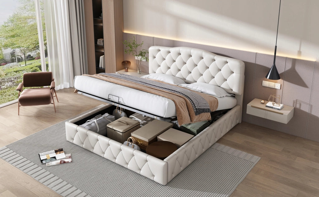 Letto 140x200 - Xylo - Pelle ecologica, testiera regolabile, bianco