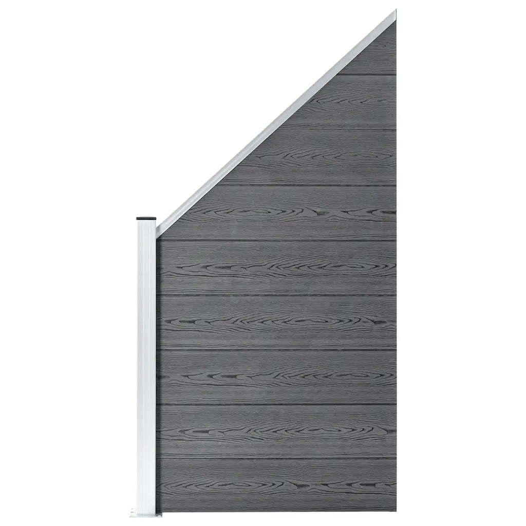 Pannelli Recinzione WPC 3 Quadrati 1 Inclinato 619x186 cm Grigi cod mxl 7339