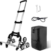 Carrello a scalini - Carrello in lega di alluminio, con ruote ruotanti e maniglia estensibile 106 cm | 6 ruote in gomma e 4 ruote rotanti a 360 gradi | inclusa borsa per spesa e molletta espandibile