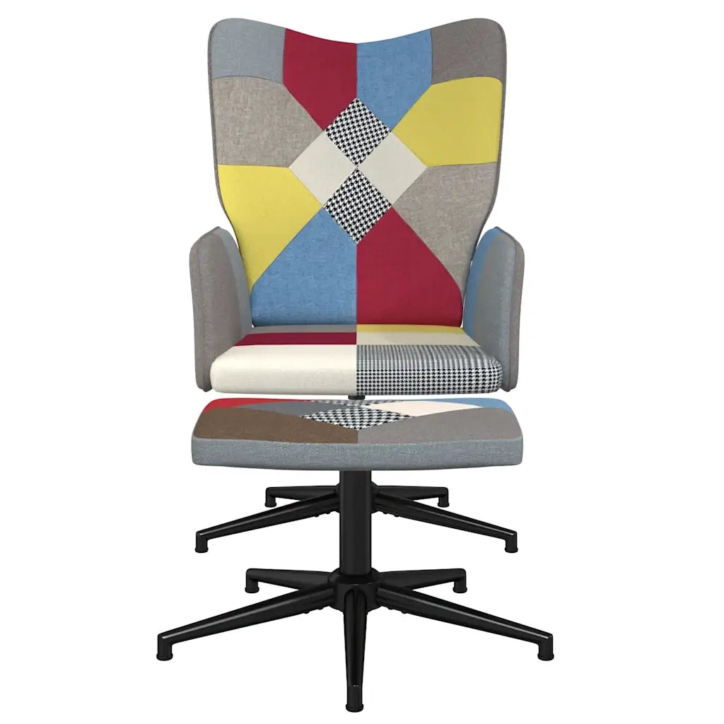 Poltrona Relax con Poggiapiedi in Tessuto Patchwork cod mxl 32659