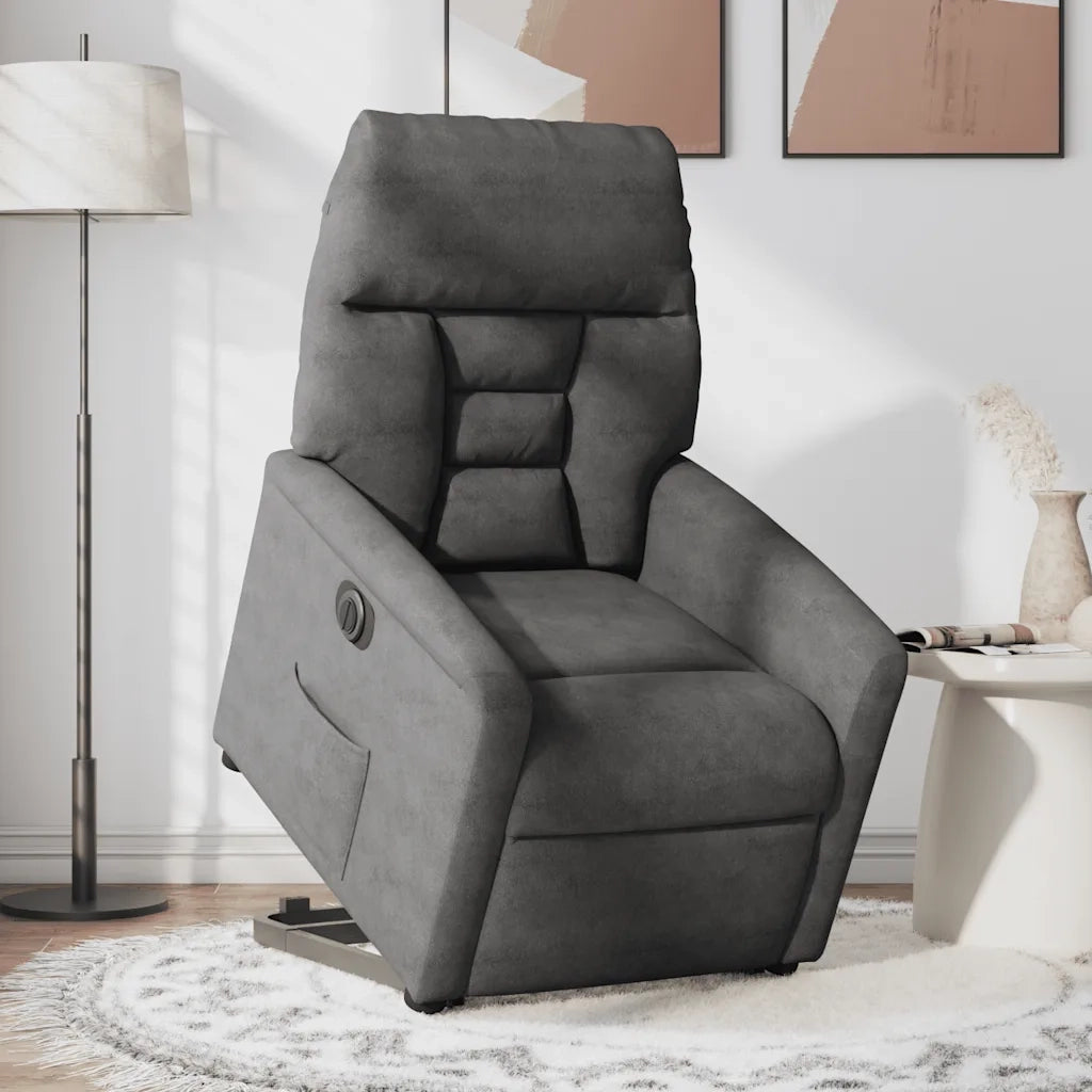 Poltrona a Rialzo Reclinante Elettrica Grigio Scuro Microfibra 3303103