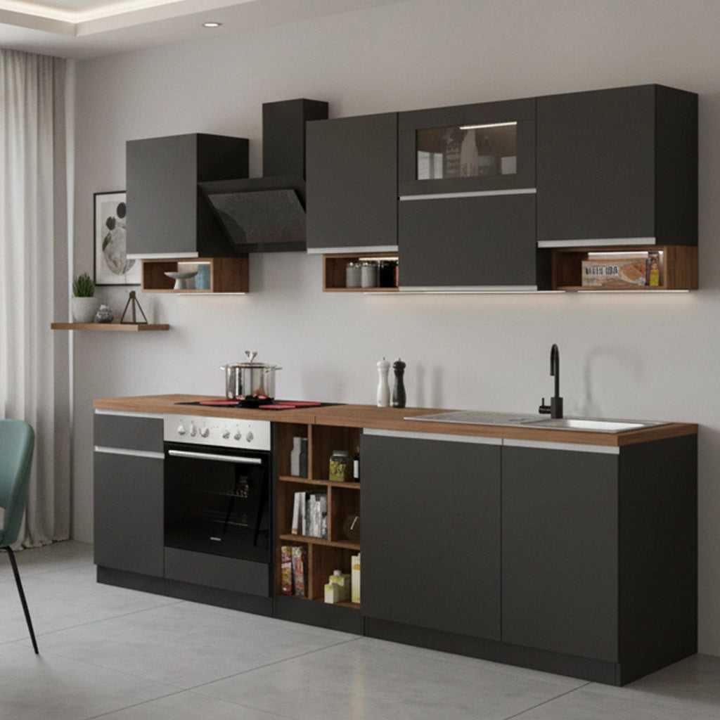 Cucinino Attiko, Cucina un Cassetto, Elettrodomestici non inclusi, Made in Italy, Grigio Ardesia