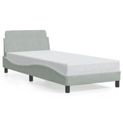 Letto singolo | Letto per adulti | Giroletto Dover Grigio Chiaro 90x190 cm Velluto