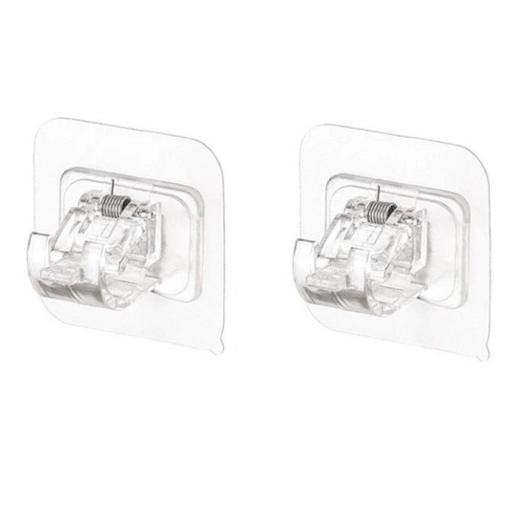 Trade Shop - Ganci Trasparenti 2pz Senza Forare Pvc Autoadesive Per Tende Portasciugamani Sospesi -
