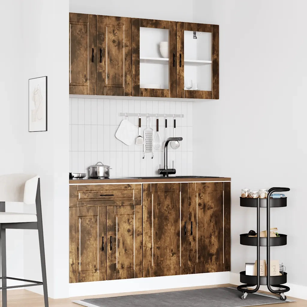 Set Mobili da Cucina 4 pz Porto Rovere Fumo Legno Multistrato 3314876