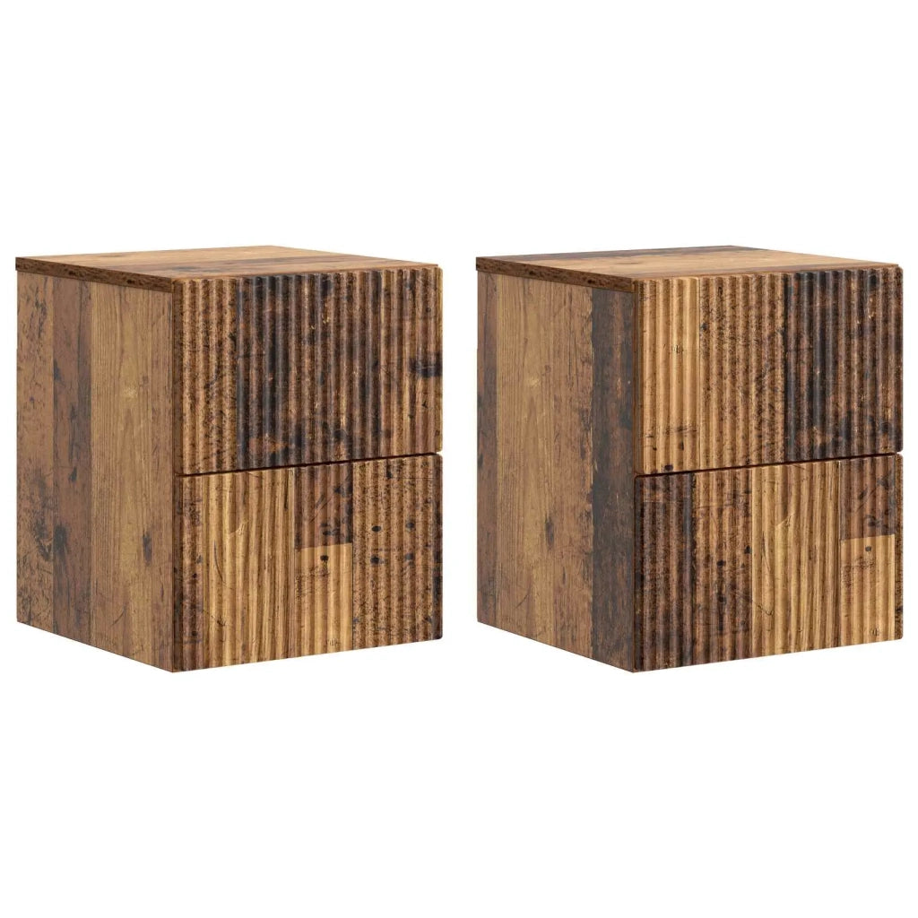 Mobiletto da notte a muro 2 pcs Legno antico 33 x 34,5 x 40 cm 898482