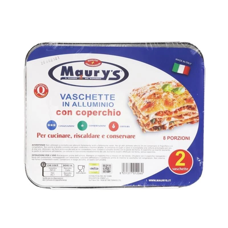 MAURY'S CONTENITORI CON COPERCHIO 8 PORZIONI IN CONFEZIONE DA 2 PEZZI