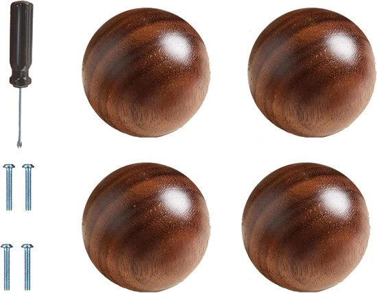 4 kastknoppen in legno sferico in colori scuri per cucina - maniglie per armadio in camera da letto