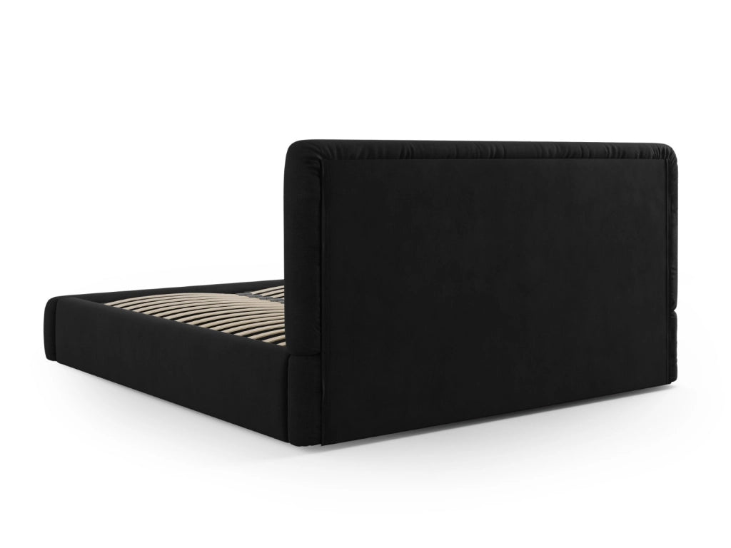 Cosmopolitan Design - Letto a cassettone con testiera "Colonel" 160x200cm in ciniglia nero 