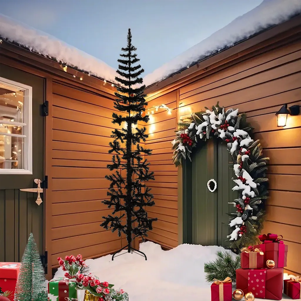 Albero Natale | Decorazioni natalizie Artificiale Sottile a Met¨¤ e Supporto Nero 240 cm