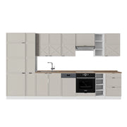 Cucina componibile Fame-Line GrigioBeige/Bianco 355 cm, PL Rovere Vicco