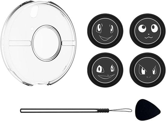 Protezione trasparente per dispositivo di gioco - inclusa maniglia e 4 pad di tasti cartoon con cinturino