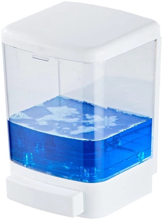 Dispensatore manuale di sapone liquido in plastica per uso domestico (bianco e trasparente)
