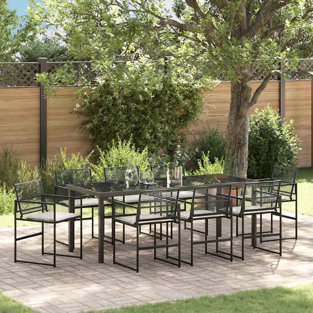 Set da Pranzo per Giardino 9 pcs Nero 3379326