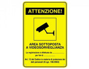 Targa di alluminio di "area videosorvegliata" 30x20 cm
