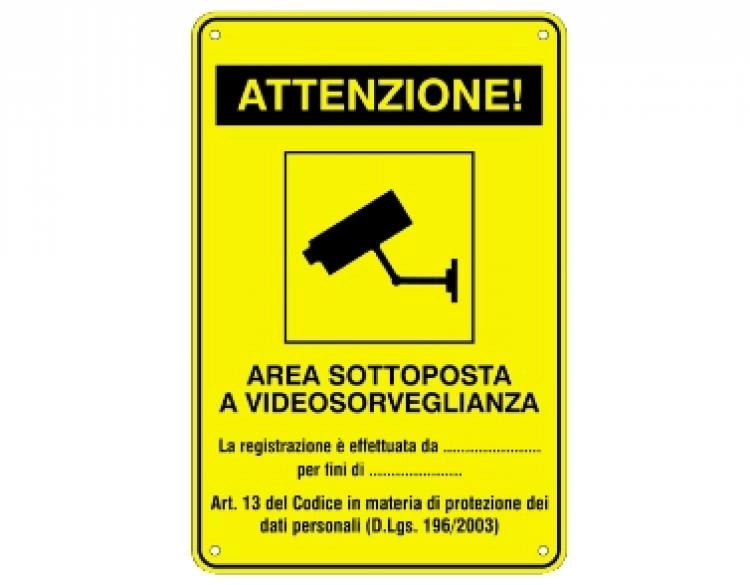Targa di alluminio di "area videosorvegliata" 30x20 cm