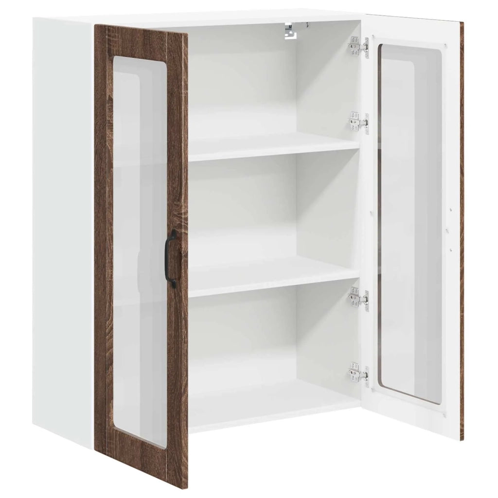Pensile da cucina | Mobile in vetro da parete LUCCA Rovere Marrone 80 x 31 x 100 cm