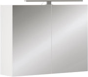 Mobile a specchio per il bagno Lavio, Bianco, 80 x 60 cm con illuminazione a LED