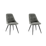 Set 2 sedie da pranzo Hispanohogar ferro e tessuto chenille grigio 88×50×53 cm