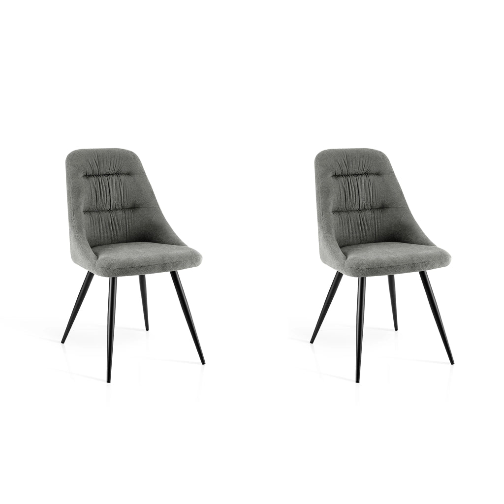 Set 2 sedie da pranzo Hispanohogar ferro e tessuto chenille grigio 88×50×53 cm