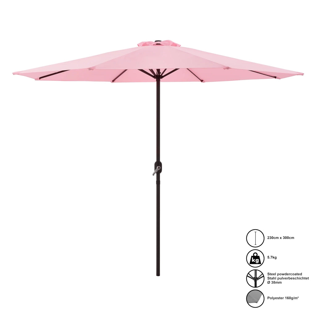 Ombrellone da giardino Budapest struttura in poliestere e acciaio 300 x 230 cm rosa pastello 03_0008049