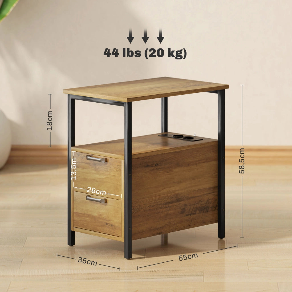 Tavolino da salotto con 2 prese USB e 1 presa Type C ¨C zephmum ¨C Legno naturale