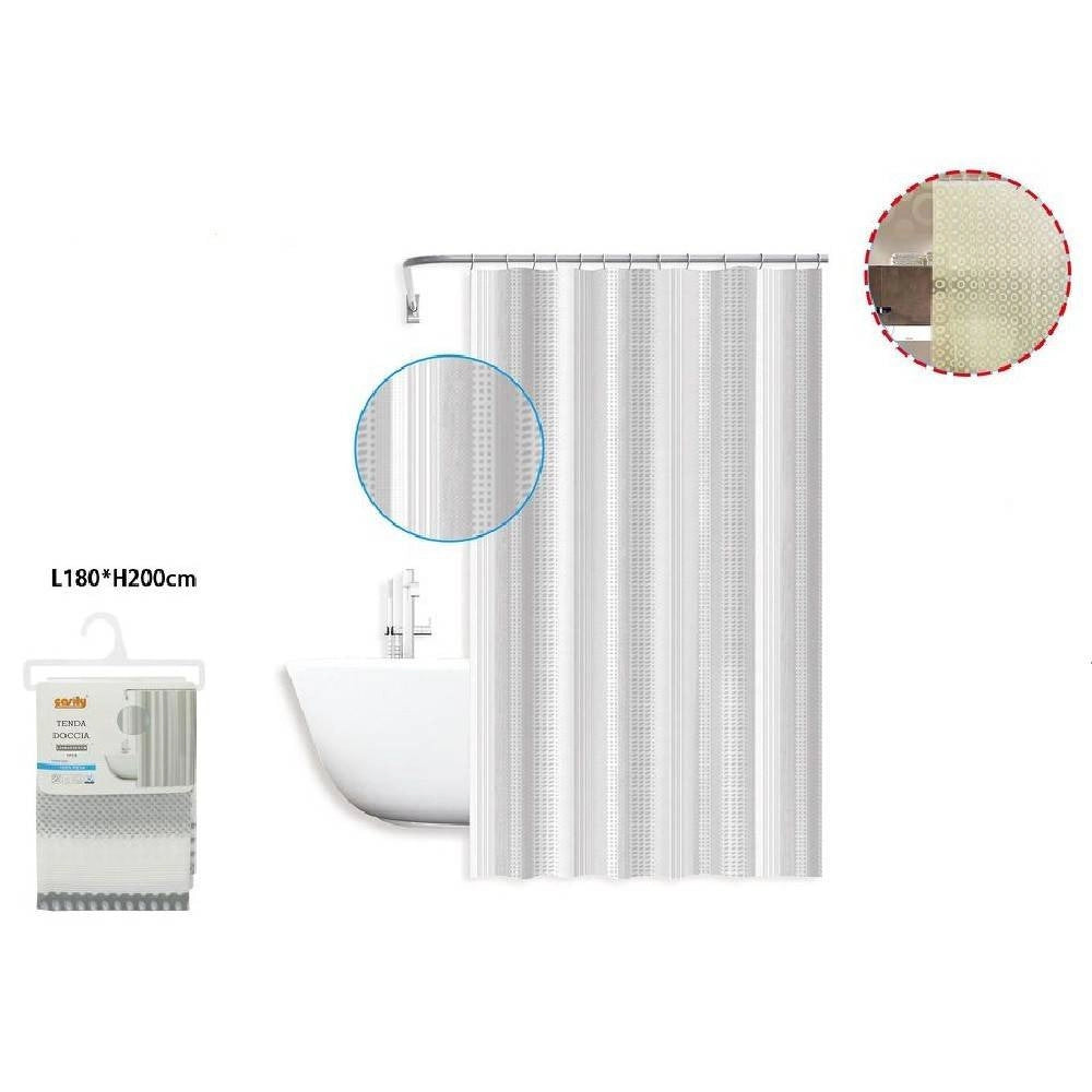 Trade Shop - Tenda Doccia Antimuffa Impermeabile 180 X 200 Cm Con Anelli Bagno Righe 59811 -