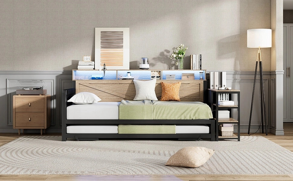 Letto in metallo estraibile - Xylo - 90x200 - Nero