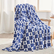 Duvetta Sherpa Fluff con Sherpa, 150 x 200 cm, Duvetta morbida e calda in lana e fleece, coperta, plaid, coperta per divano, colore blu marino