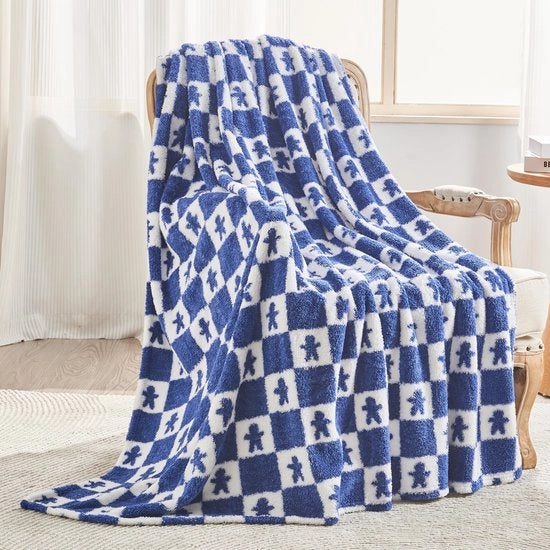 Duvetta Sherpa Fluff con Sherpa, 150 x 200 cm, Duvetta morbida e calda in lana e fleece, coperta, plaid, coperta per divano, colore blu marino