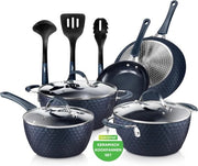 Set di cottura in induzione 11 pezzi - Pannetti e accessori ceramici - Pfa libero - Colore blu