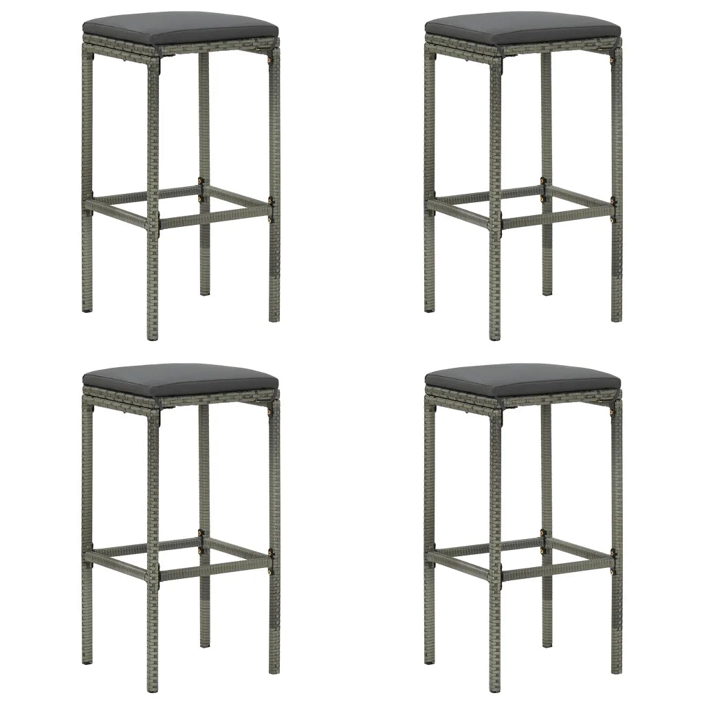 Set da Bar da Giardino 5 pz con Cuscini in Polyrattan Grigio cod mxl 35341