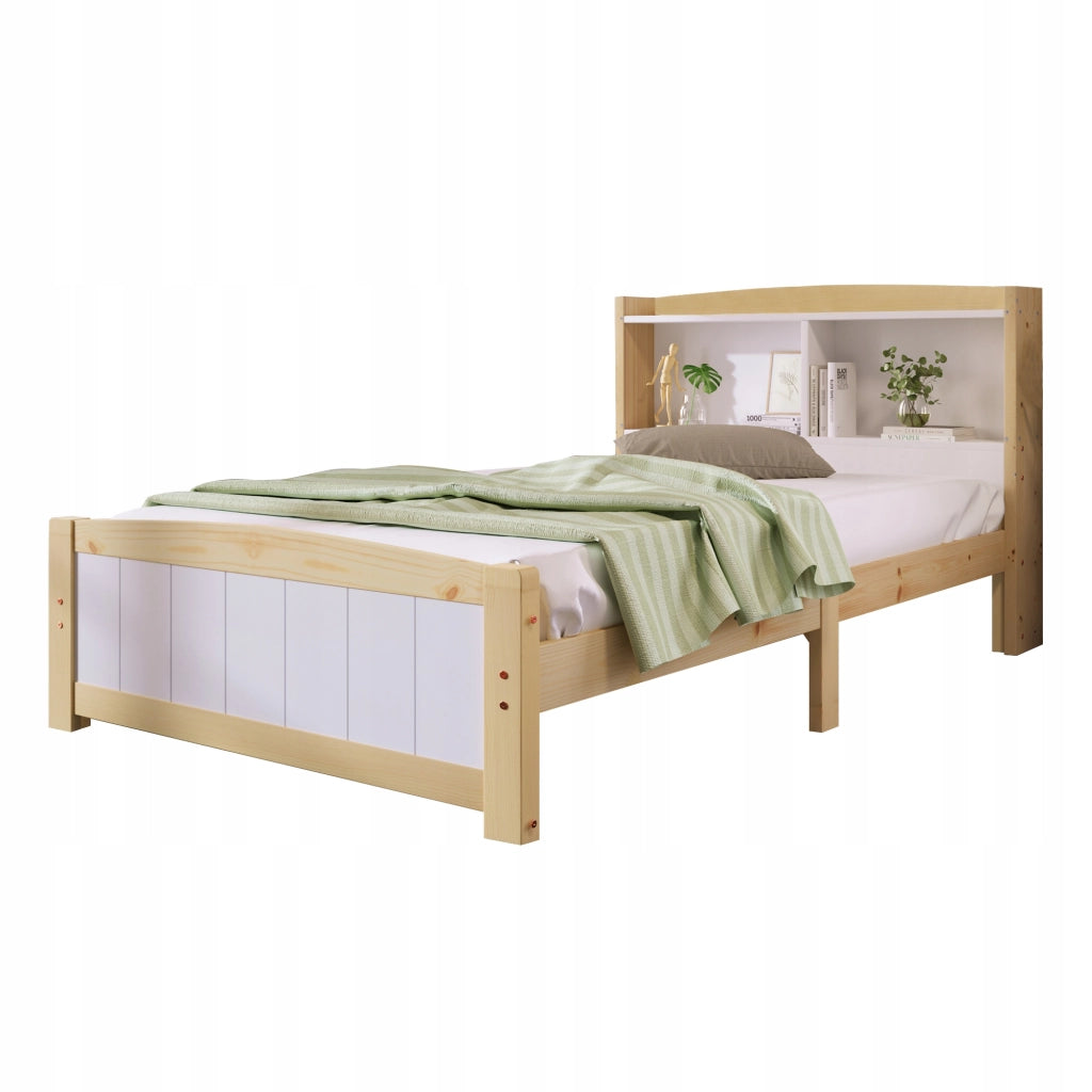 Letto singolo in legno di pino massello - Xylo - 90x200 - Bianco