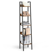 Libreria a 5 ripiani mobile contenitore indipendente per soggiorno camera da letto cucina struttura in acciaio facile da montare 33,8 x 30 x 170 cm marrone 12_0005740