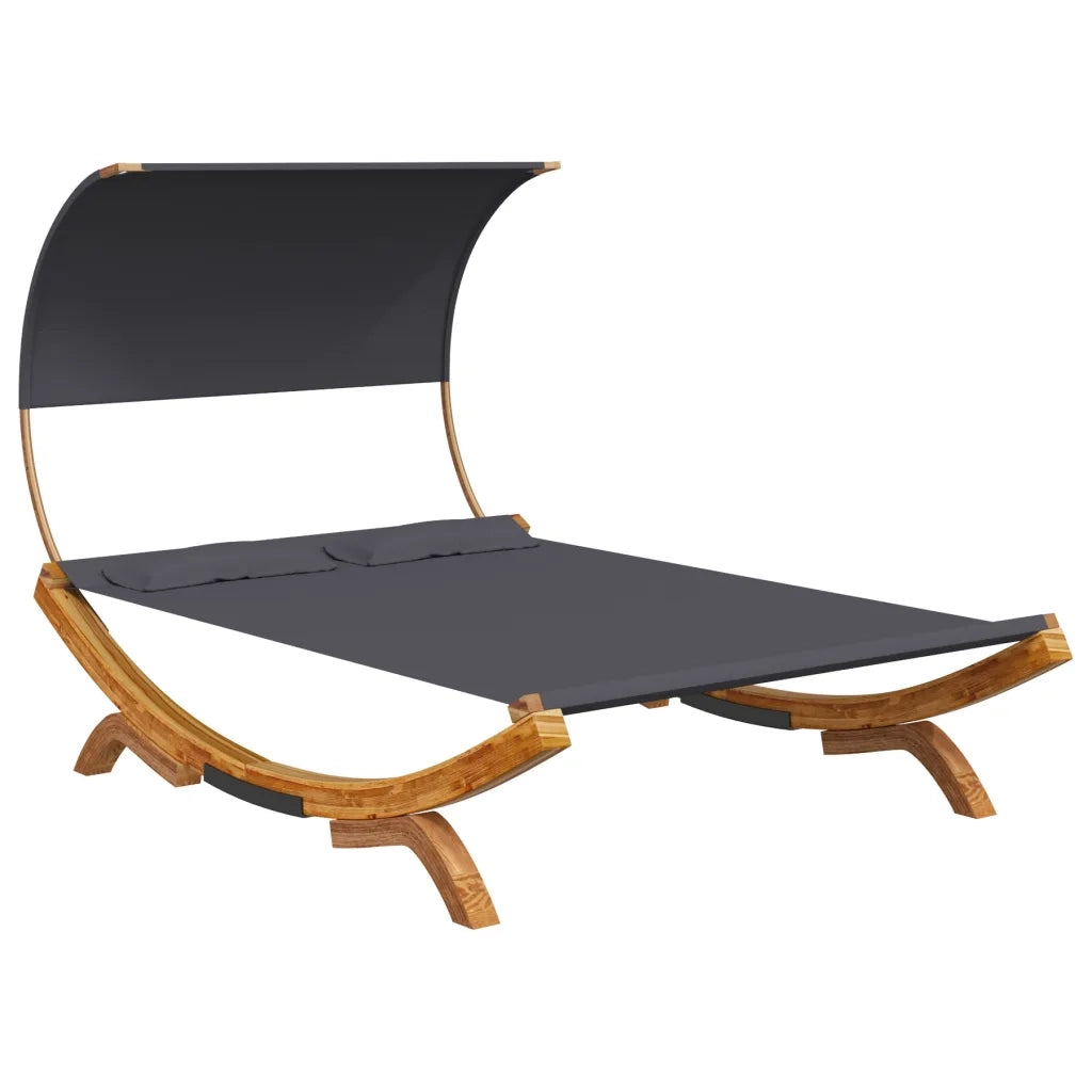 Lettino con Tettuccio 165x203x126 cm in Legno Curvato Antracite 313954