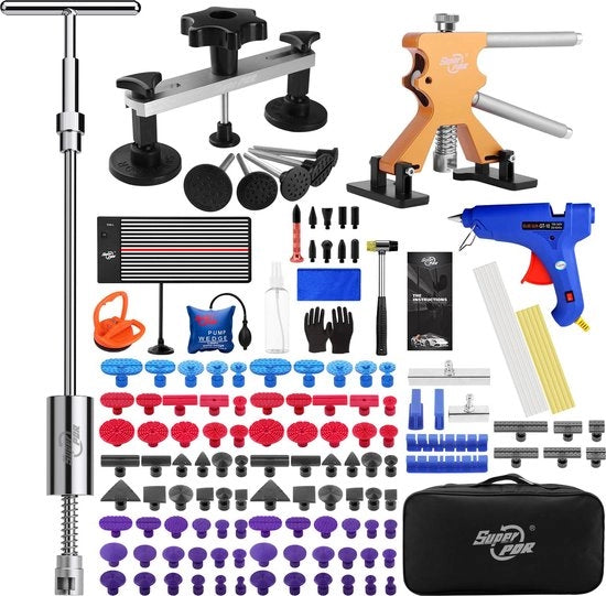 Kit di riparazione di debolezze auto, set di riparazione di debolezze auto con pannello USB a LED, martello a goccia 2 in 1, rimuovitore di debolezze e altro, per danni causati da grandi piccole debolezze, pieghe, danni da grandine.