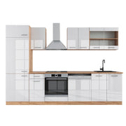 Cucina componibile R-Line Bianco lucido/Rovere dorato 300 cm senza piano di lavoro Vicco