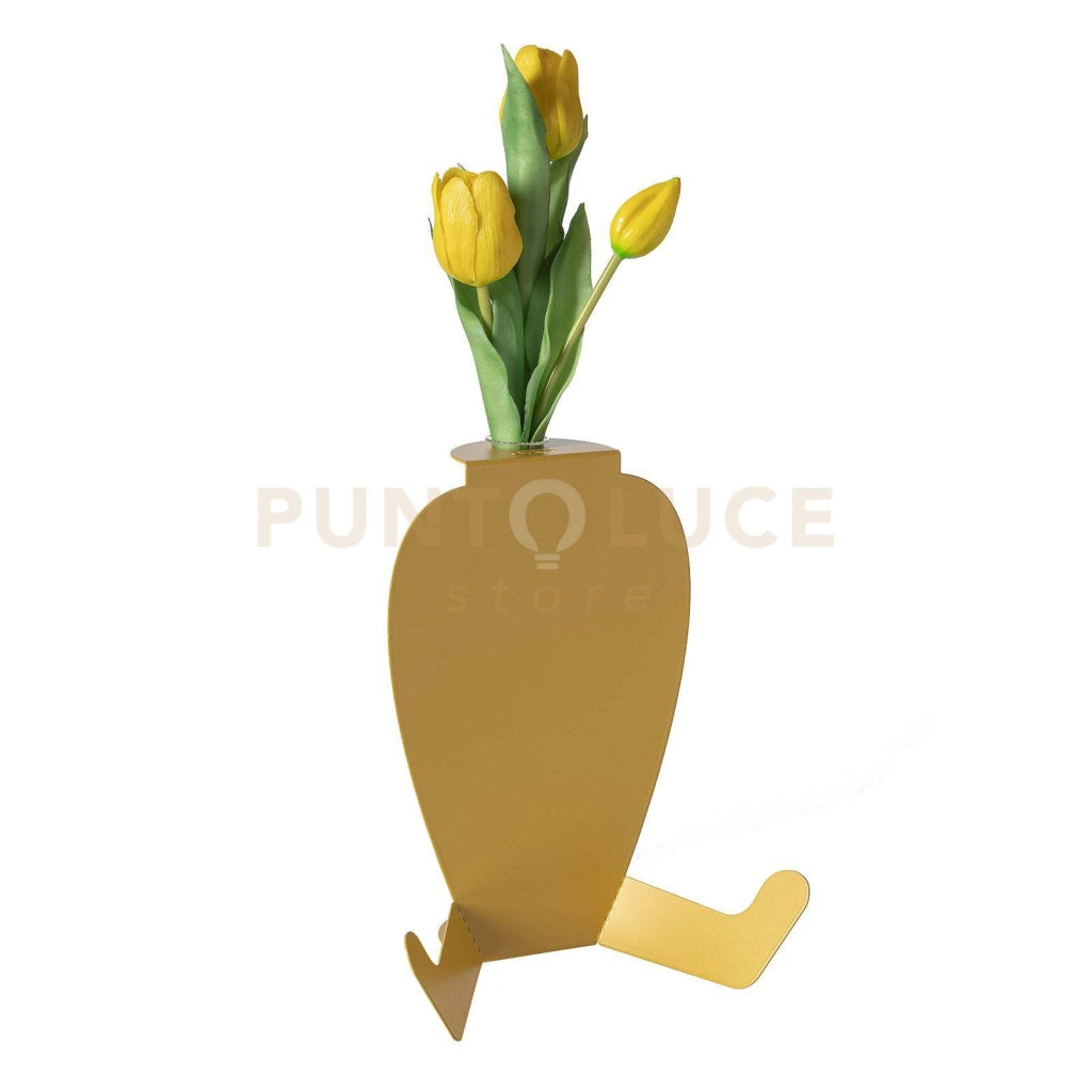 vaso portafiore decorativo statuino Ocra in Ferro, vetro per la fiala 20x16,5x25h cm ( 25mm per la fiala)