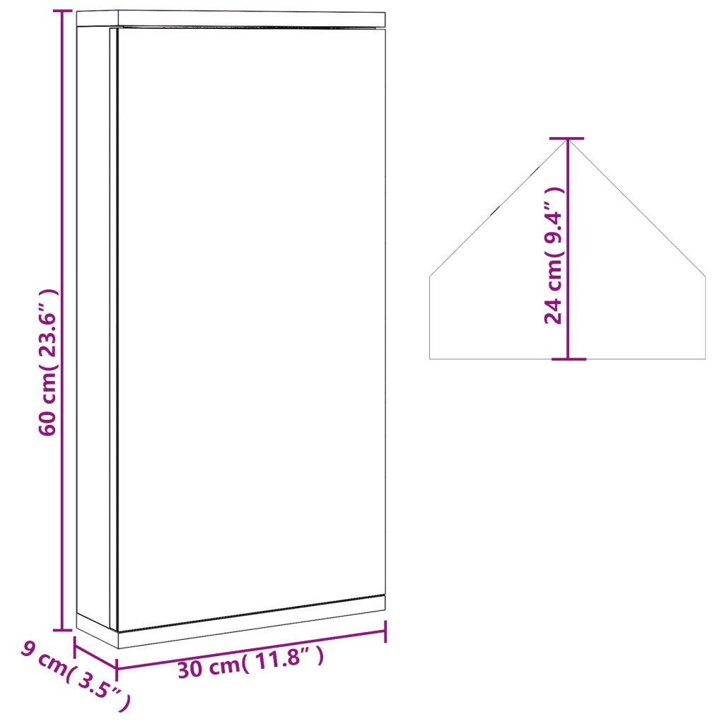 Armadietto Angolare con Specchio da Bagno-Mobile bagno con specchio Nero 30x24x60 cm