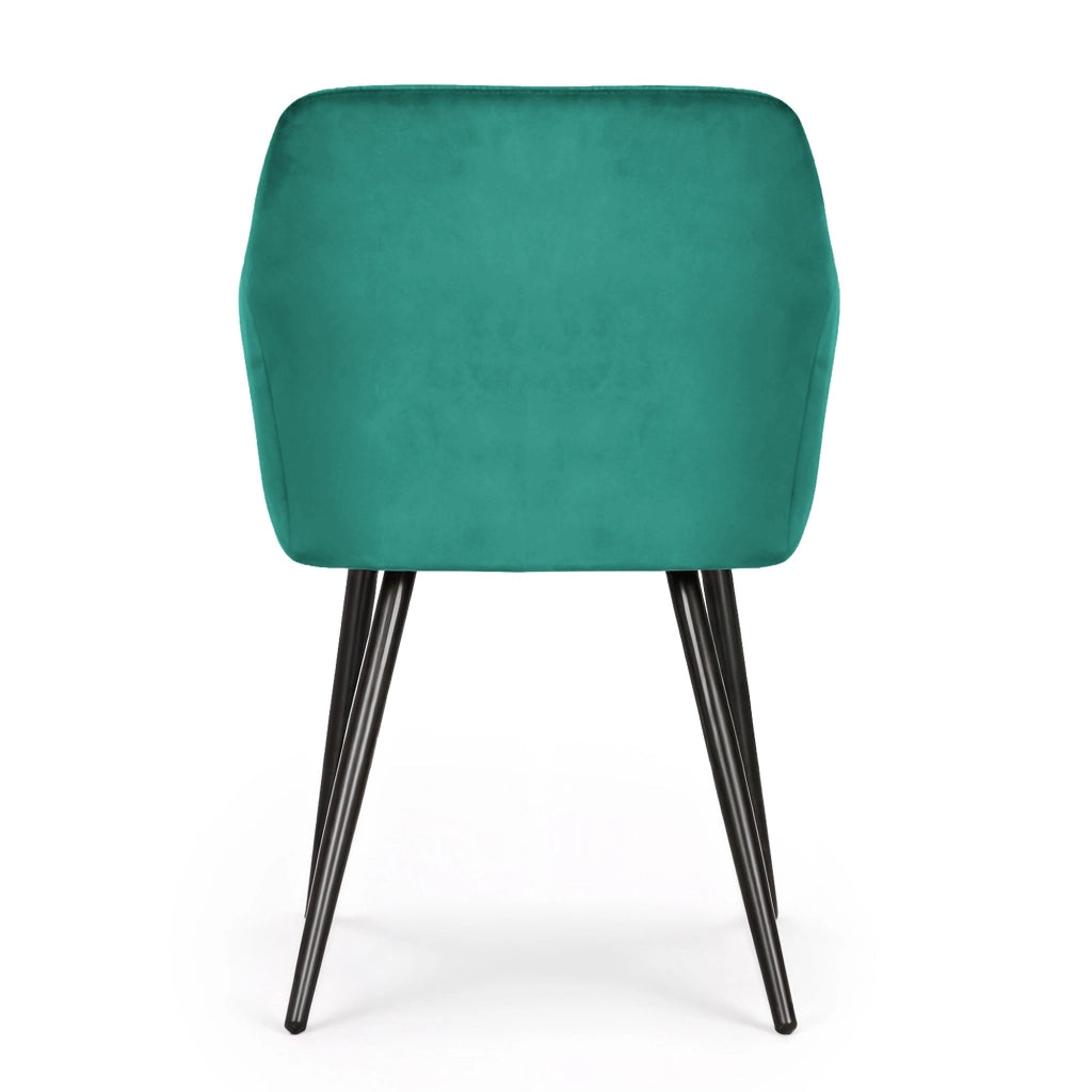 Set di 4 Sedie in velluto liscio ESTELLE Verde Bottiglia gambe nere