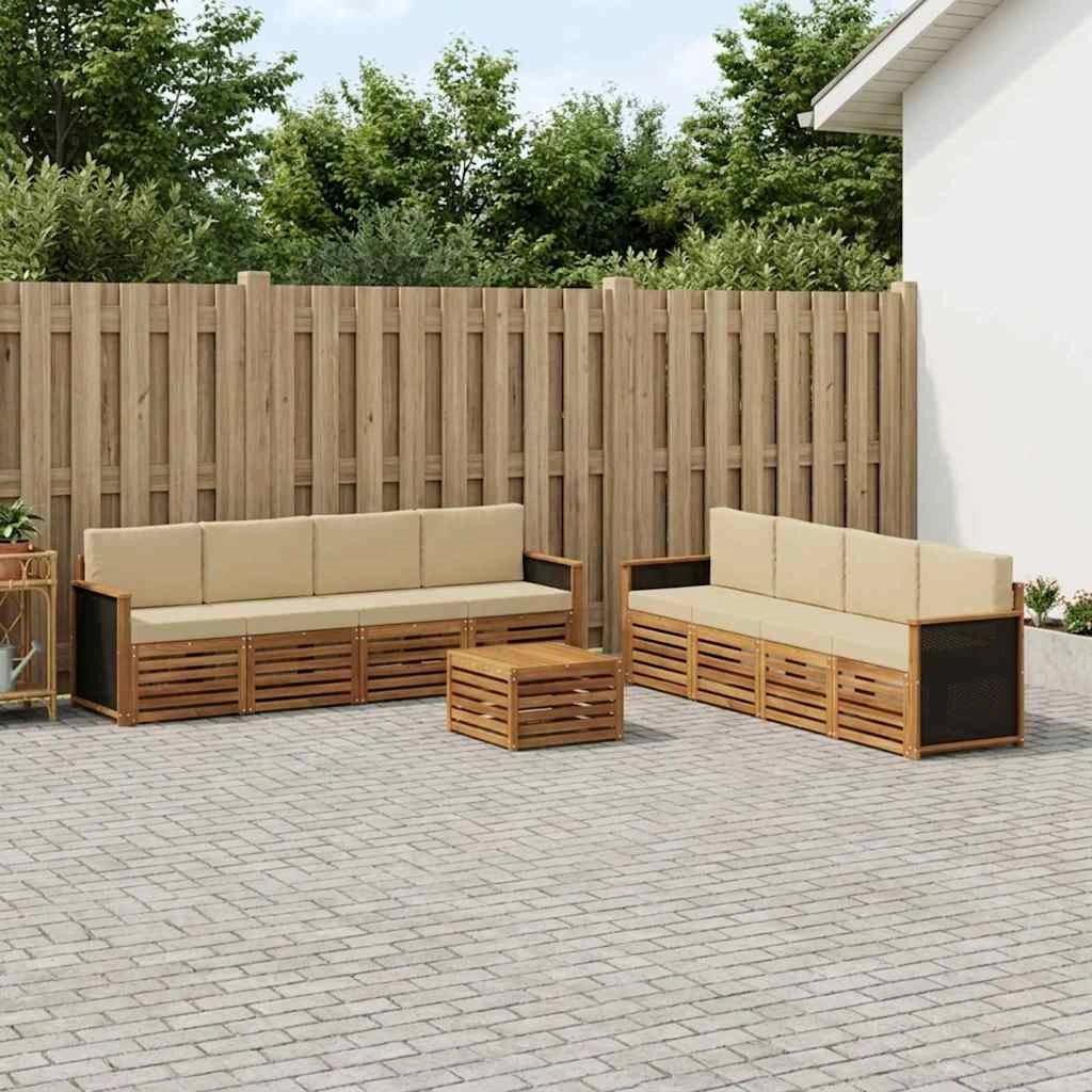 Set di divani da esterno 9 pz Naturale e Beige 3384164