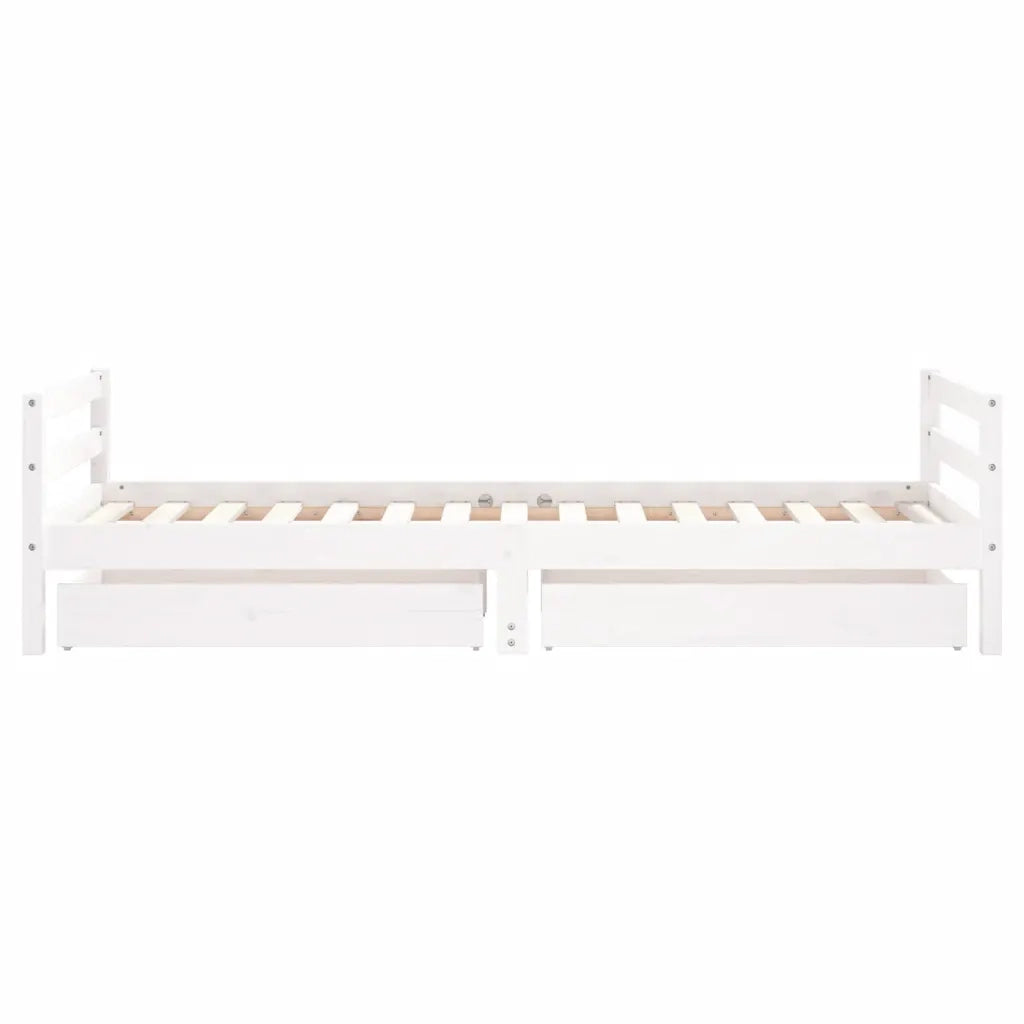 Giroletto Bambini | Letto Infantile | Lettino con Cassetti Bianco 90x190 cm Massello Pino