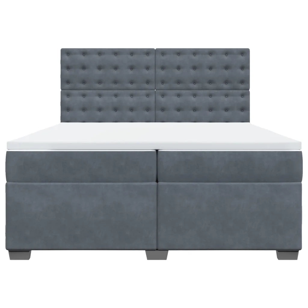 Giroletto a Molle con Materasso Grigio Scuro 200x200 cm Velluto 3291015
