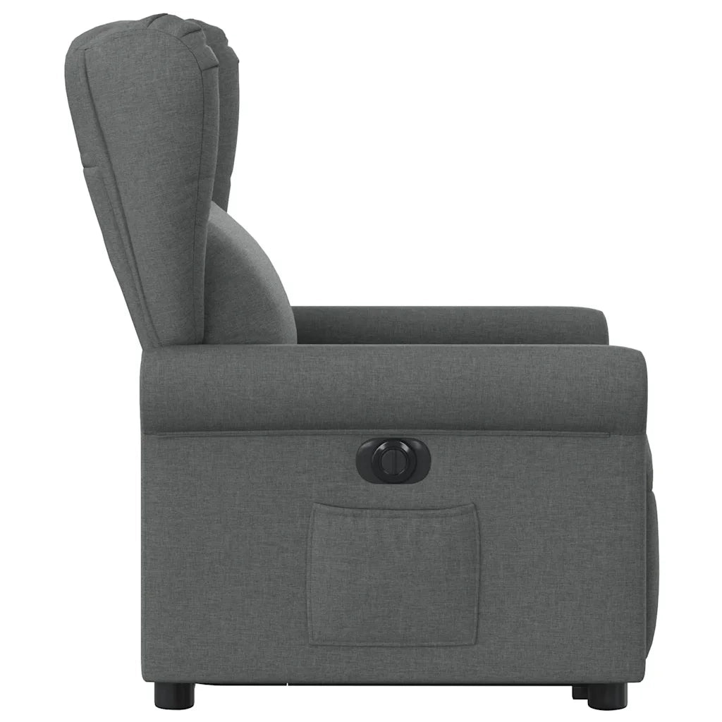 vidaXL Poltrona Alzapersona Reclinabile Elettrica Grigio Scuro Tessuto
