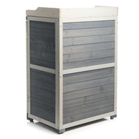 Armadietto grigio da esterno con piano di lavoro per giradinaggio, Mobile da giardino